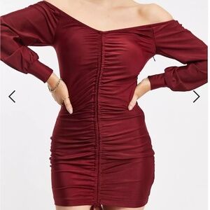 ASOS Parisian Petite Ruching Detain Mini Bodycon Dress Size Small